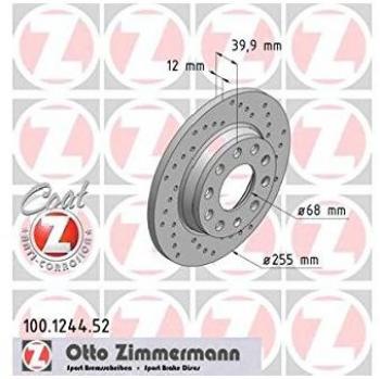 Zimmermann 100,1244.52 Disco de Freno Trasero, Perforado, Sin Abe Sport Coat Z