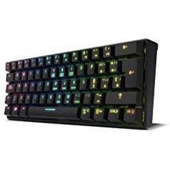 Krom KLUSTER - NXKROMKLSTRSP - Teclado Gaming mecánico RGB, Bluetooth 5.0 y USB, diseño en formato 60%, compatible Windows, Android, IOS y MAC, color negro