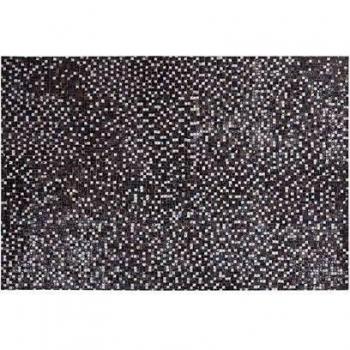 Alfombra de Piel de Vaca Patchwork Marrón con Cuero Plateado 160 x 230 cm