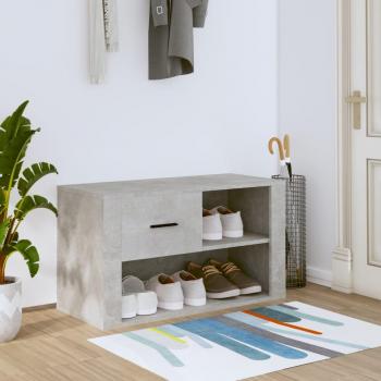 Mueble Zapatero de Madera Contrachapada Gris Hormigón 80x35x45 cm