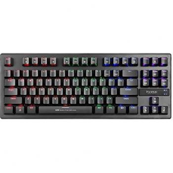 Marvo KG901 Mechanical Gaming Keyboard - Slim and Compact TKL Format, 6 Colour Rainbow Backlit, Full Anti Ghosting with N Key Rollover, Blue Switches, UK Layout