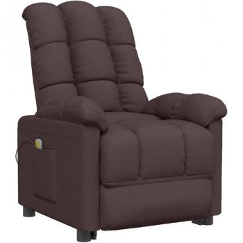 Sillón de masaje eléctrico tela marrón oscuro