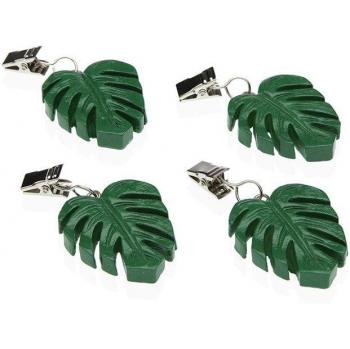 Conjunto de 4 Pinzas Sujeta Manteles Versa con Diseño de Hojas