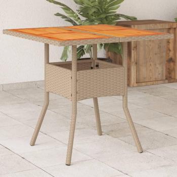 Mesa de jardín beige 80x80x75 cm de Polyrattan y madera de acacia