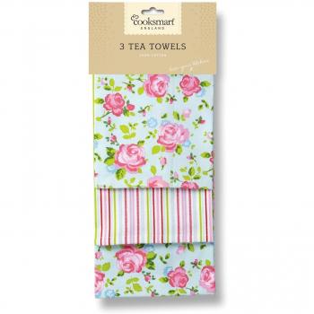 Cooksmart - Paños de cocina, modelo Vintage Floral, paquete de 3