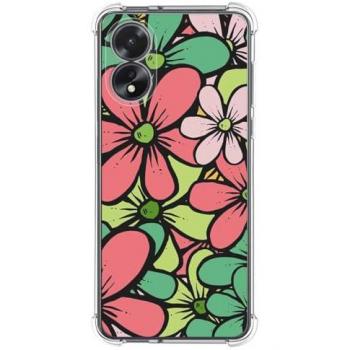 Funda Antigolpes de Silicona para Oppo A18 con Diseño de Flores 02