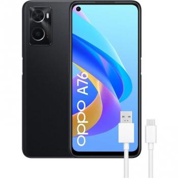 Smartphone OPPO A76 6.56 Glowing Black 128GB Storage 4GB RAM Octa-Core Processor + USB Type-C Cable