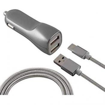 BigBuy Tech 8427542095141 Cargador de Coche 2 USB 2,1, A Plata