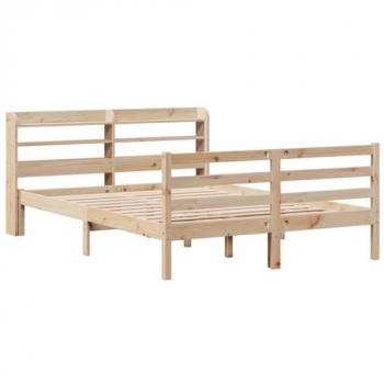 Estructura de cama con cabecero 135x190 cm en madera maciza de pino