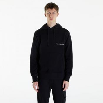 Calvin Klein Brushed Cotton Hooded Sweatshirt with Logo Print and Central Pocket, Male, Black, Size: S