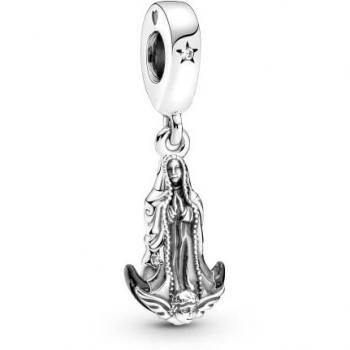 PANDORA JEWELRY Mod. 799646C01 - Reloj Casual Mujer con diseño elegante, caja de acero inoxidable, correa ajustable y resistencia al agua, incluye charm colgante Virgen de Guadalupe en plata esterl