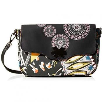 Desigual Bag Guernica Amorgos, Bolso Cruzado para Mujer, Negro