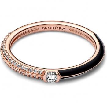 Anillo Pandora ME acabado en oro rosado y esmalte negro