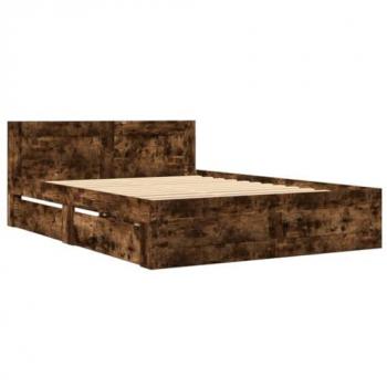 Cama con cabecero de madera de ingeniería roble ahumado 120x190 cm