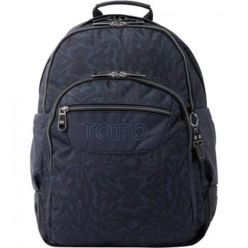 Mochila Escolar Totto Crayoles Geométrico Azul y Negro