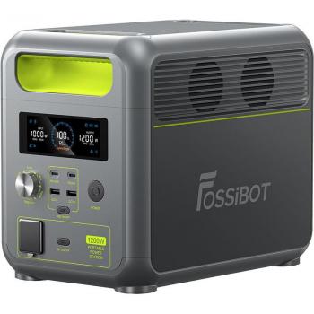 Estación de energía portátil FOSSiBOT F1200, 1024 Wh, 1200 W, 3 modos luz LED, 7 puertos salida, protección BMS