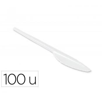 Cuchillo de plástico blanco reutilizable paquete de 100 unidades