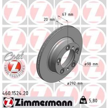 Disco de freno ZIMMERMANN 460.1524.20