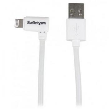 StarTech.com Cable Lightning de 2m con Conector en Ángulo Derecho - USB a Lightning [M/M] - Para iPhone, iPad, iPod - Blanco