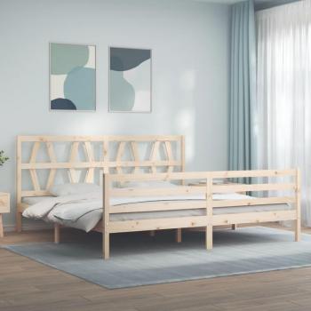 Estructura de cama con cabecero de madera maciza 200x200 cm en color marrón vidaXL