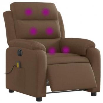 Sillón Reclinable de Masaje Eléctrico Tela Marrón VidaXL