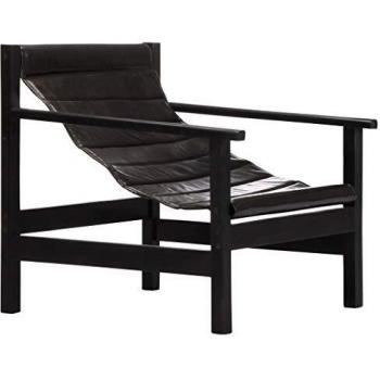 vidaXL Sofá Relajante de Cuero Auténtico Sillón Asientos Sillas Salón Comedor Sala de Estar Casa Hogar Jardín Mobiliario Muebles Decoración Negro