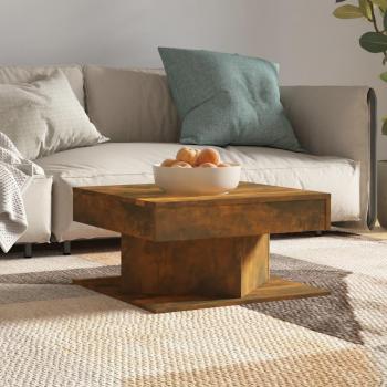 Mesa de centro de madera contrachapada de roble ahumado 57x57x30 cm en madera multicapa