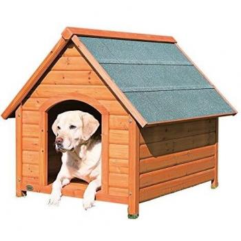 Natura Cottage Dog House - Wooden, Peaked Roof, M-L Size (83x87x101 cm)