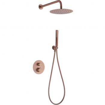 Conjunto ducha termostático empotrado Nápoles oro rosa cepillado