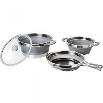 Set de Cocina Plegable Volcano Pasta al Volo - Incluye Olla, Sartén y Colador de Silicona