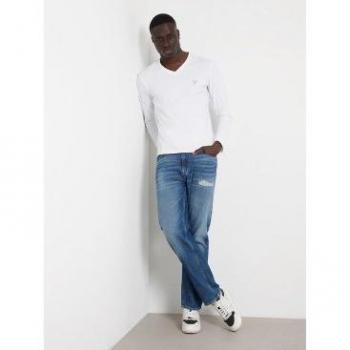 Guess Core Long Sleeve T-Shirt - Casual Cotton, Slim Fit, White