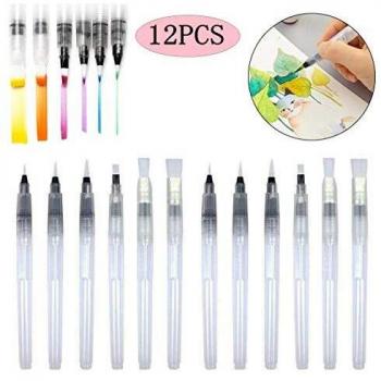 GOTONE 12 piezas Pinceles para colorear con agua,Pintura A La Acuarela Pinceles Pluma para lápices de colores solubles en agua,Marcadores de color de agua, Acuarela de pigmento en polvo