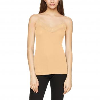 SELECTED FEMME Sfmio Rib Lace Singlet-Color, Camiseta sin Mangas para Mujer, Naranja