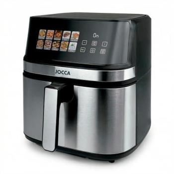 Freidora de aire digital Jocca 8L con pantalla LED a color, doble resistencia, 9 programas automáticos, función descongelar, temporizador de 1-60 min y temperatura ajustable de 80-200 °C