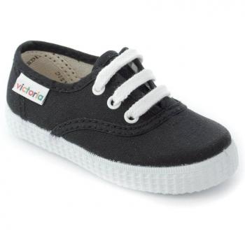 Victoria Lona Baja Negra para Niñas - Zapatillas de lona con diseño moderno y suela resistente