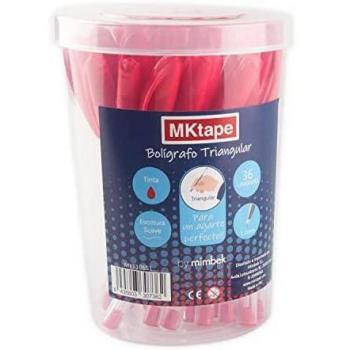 MKtape Pack de 36 Bolígrafos Triangulares de Bola - Punta Redonda de 1.0mm - Escritura Suave - Color Rojo