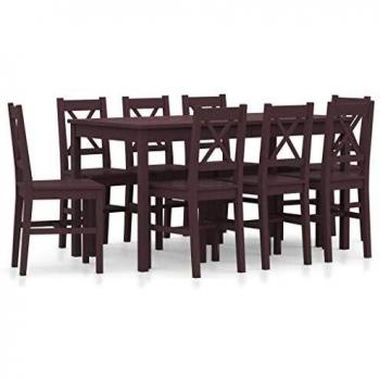 vidaXL Conjunto de Comedor con 9 Pinturas, Color marrón
