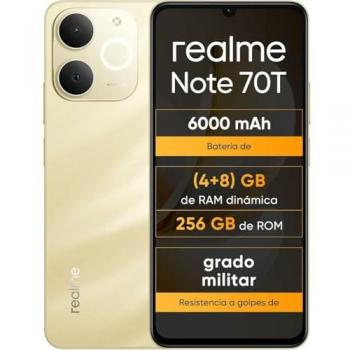 Smartphone Realme Note 70T 4GB RAM, 256GB Almacenamiento, Pantalla de 6.74, Batería de 6000mAh, Android 15, Doble SIM, Color Dorado