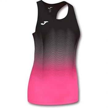 Joma Elite VII Camiseta Tirantes Running, Mujer, Negro-Rosa, S