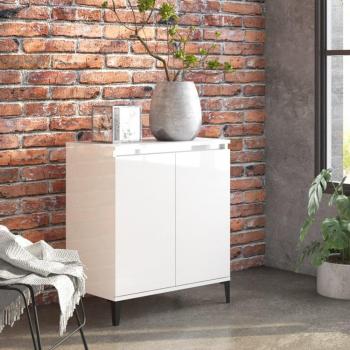 Aparador blanco pulido 60x35x70 cm madera multicapa, aglomerado blanco brillante
