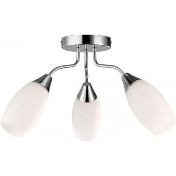 Plafón Techo Semi Empotrado Denia Cromo Pulido 3 Bombillas E14 24cm Vidrio Opalino