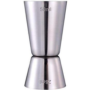 Taza Medidora de Cóctel, 25 ml/50 ml Medidor Doble de Bebida Jigger, Efecto Pulido, Acero inoxidable