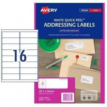 Avery 952002 Quick Peel White Laser Address Labels - 320 Labels Total