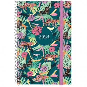 Finocam Agenda 2024 Espiral Design Collection Selva E5 Semana Vista Horizontal 117x181mm Multicolor Multilingüe