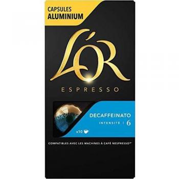 L'OR Espresso Café Decaffeinato Intensidad 6 - Nespresso® * Cápsulas de café de aluminio compatibles - 10 paquetes de 10 cápsulas