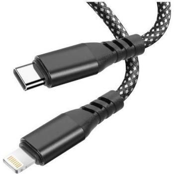 Cable de nylon trenzado negro de 2 m para iPhone, USB-C a Lightning
