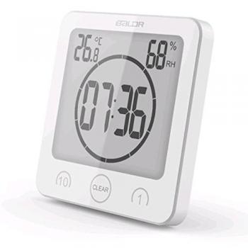 Reloj digital de cuenta regresiva temporizador alarma impermeable cocina cronómetro humedad termómetro ventosa taza de baño reloj de pared