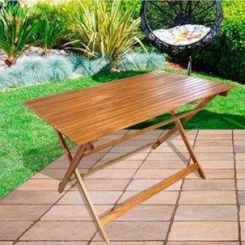 Mesa rectangular de exterior plegable de madera acacia