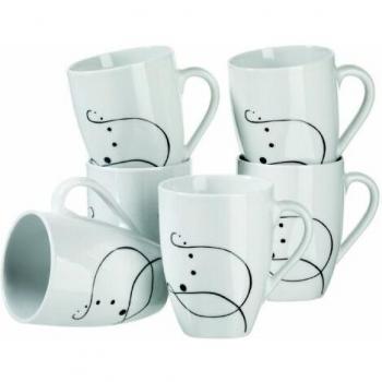 Set de 6 Tazas de Café Chanson de Porcelana con Decoración Fantasiosa