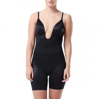 Spanx U-Plunge Short Leg Shaper Bodysuit - Very Black - Size: Small